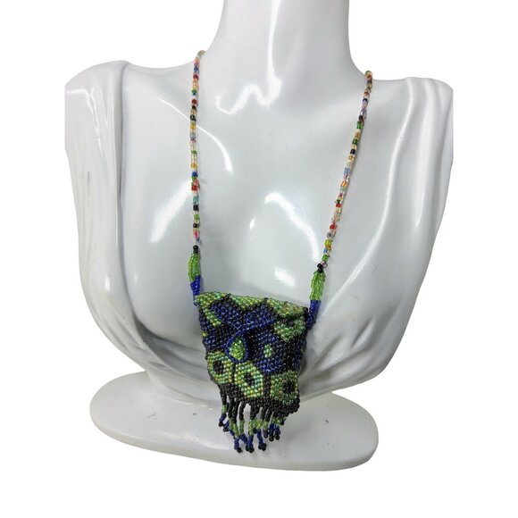 handcrafted multibeaded mini boho bag necklace - Picture 9 of 11